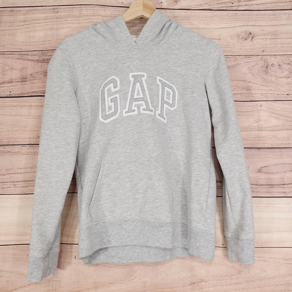 Gap Hoodie Womens Small Gray Fleece Pullover Hooded Kangaroo‎ Pocket Logo
